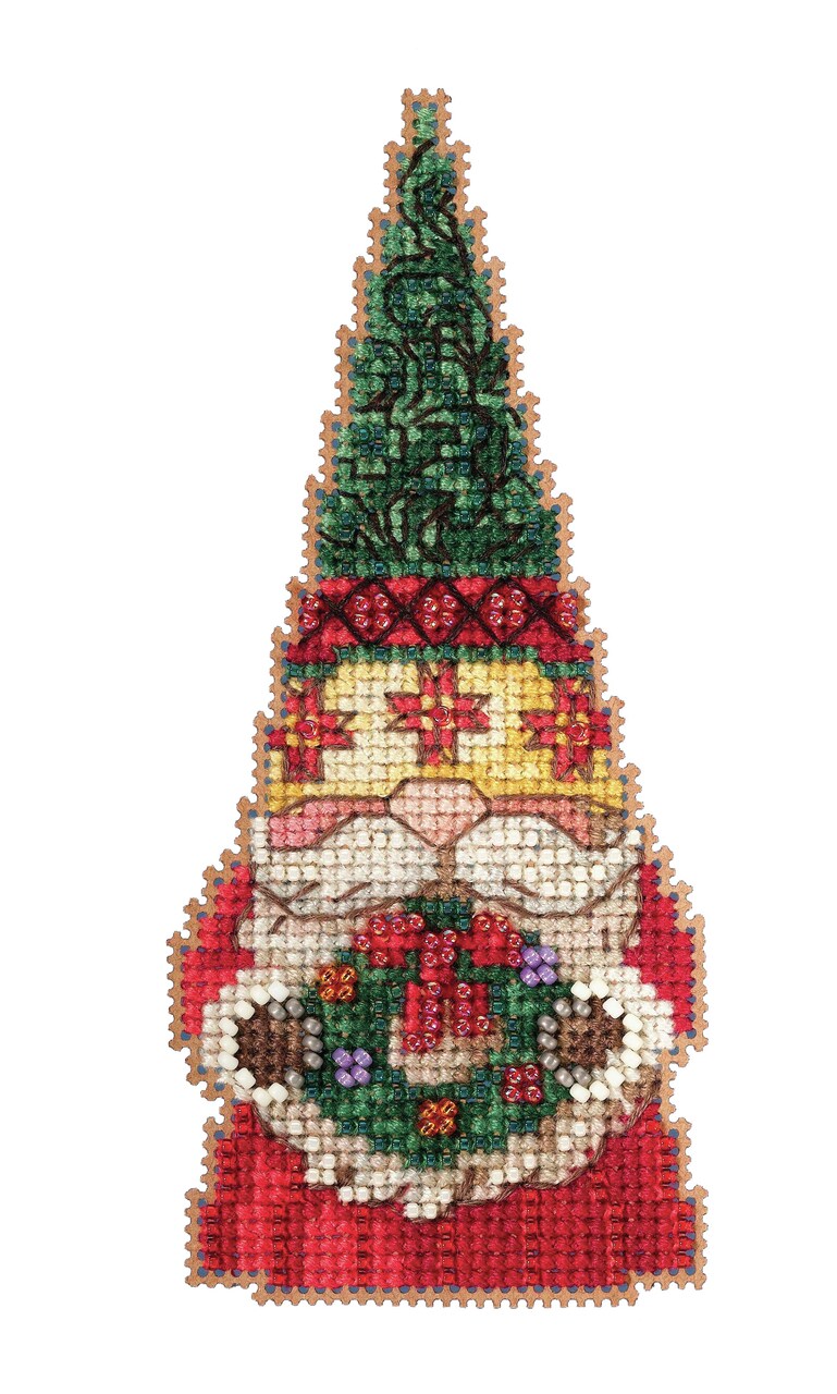 Mill Hill/Jim Shore Counted Cross Stitch Kit 2.5"X5"-Gnome With Wreath